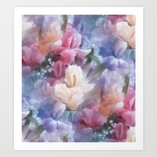 Sweet watercolor irises Art Print