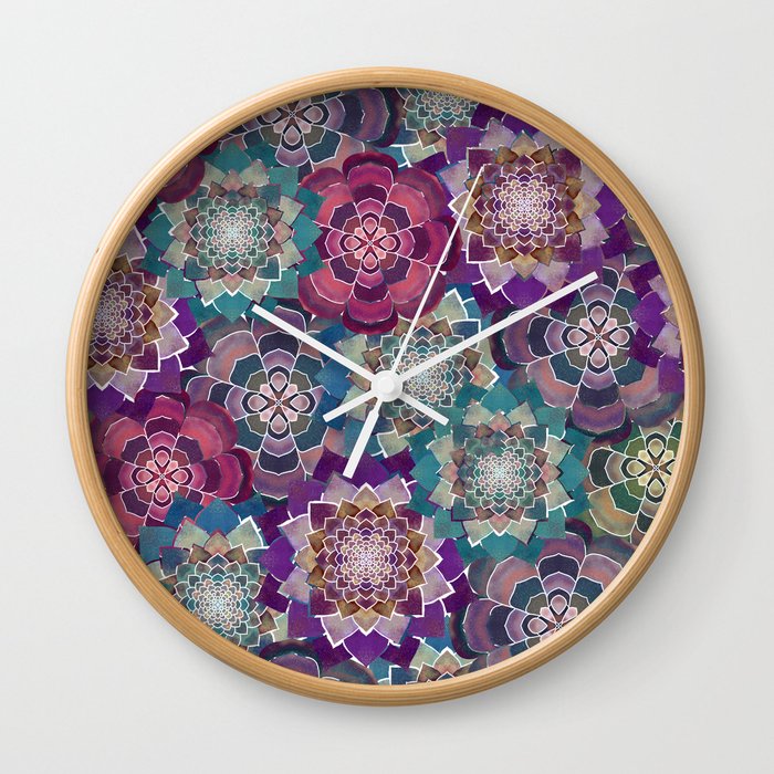 Boho Mandala Succulent Quilt Pattern 1.0 Wall Clock