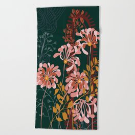 Alfons Mucha would love this flowers - emerald green Beach Towel