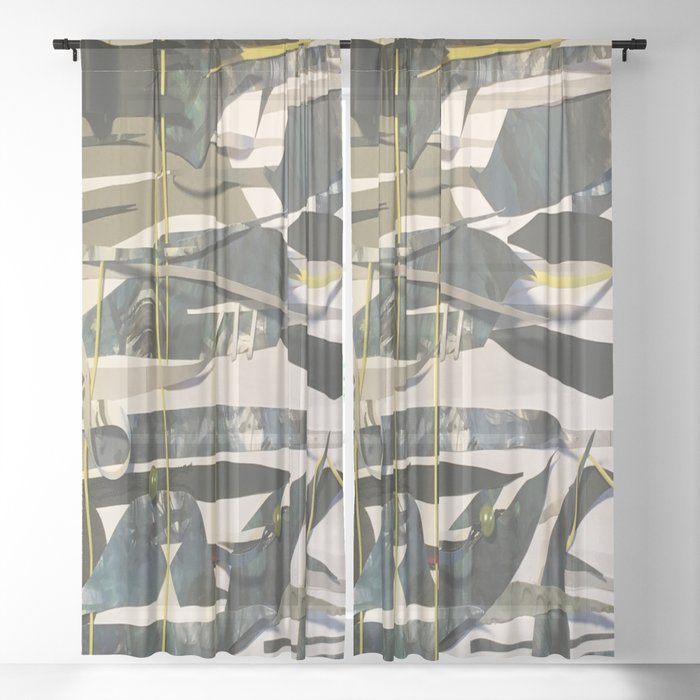 The Cursive Earth- Painted Paper Art Sheer Curtain