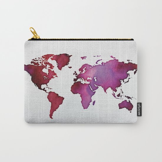 Red & Pink World Map Carry-All Pouch