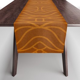 Leather brown and orange line art pattern Table Runner