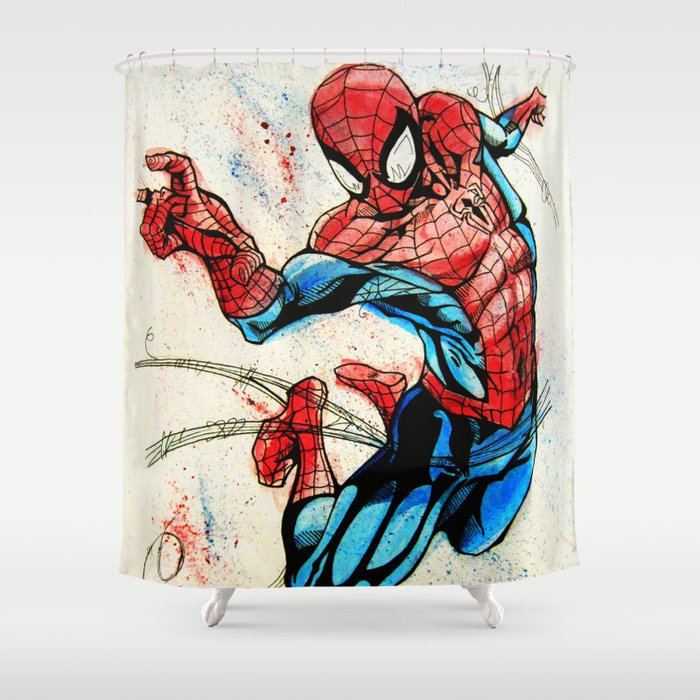 Web Slinger Spider Man Shower Curtain By Artbyteesa Society6 Web Slinger Spider Man Shower Curtain