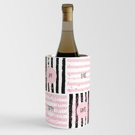 Love Joy Hope Faith in Black and Pink - Christmas Gift Ideas for the Holiday Season Wine Chiller