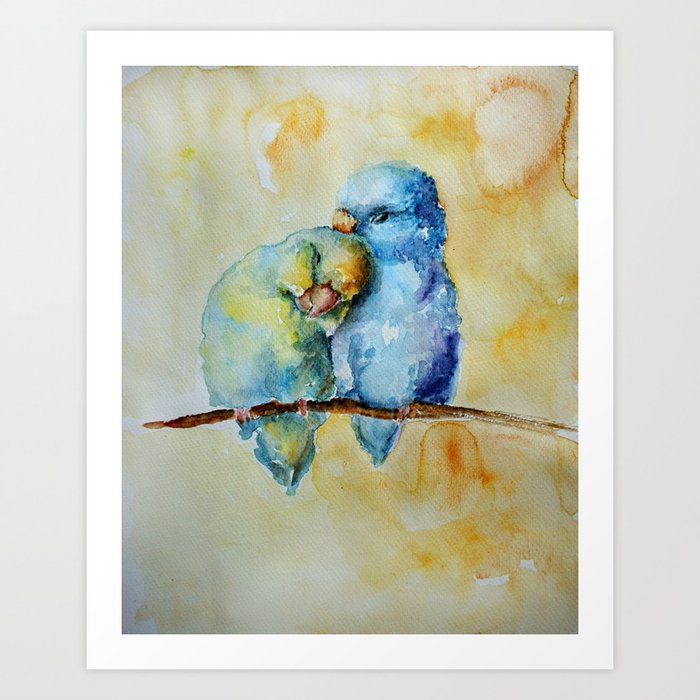 Cute Birds in Love Art Print
