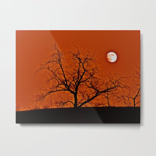 Red Sky Moon Metal Print
