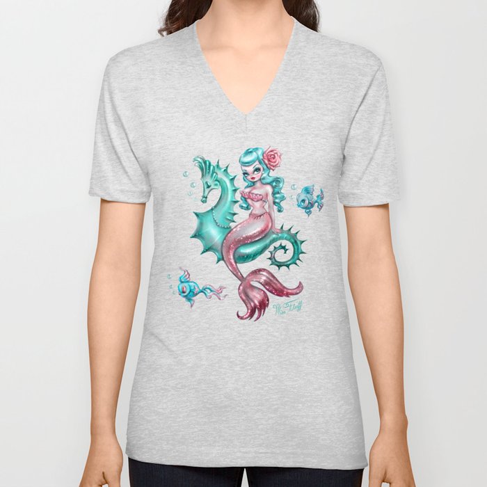 Mysterious Mermaid V Neck T Shirt