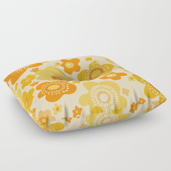 retro flower pattern 334B in yellow pallet Floor Pillow