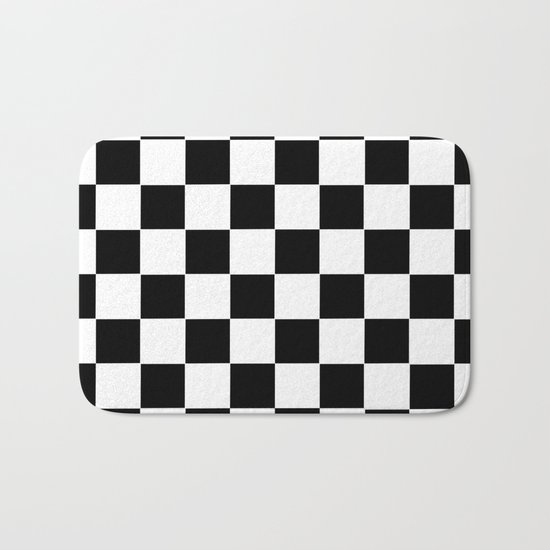 Checker Cross Squares Black & White Bath Mat