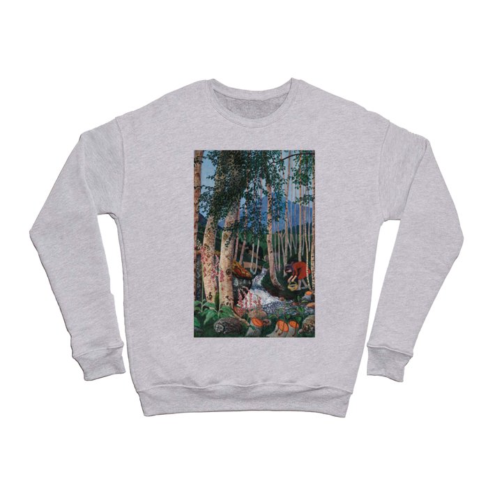 Floxgloves and White Birch amid the Stream landscape by Nikolai Astrup Crewneck Sweatshirt