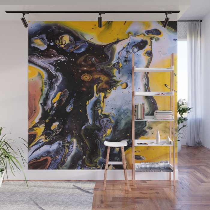 Black and yellow marble Wall Mural