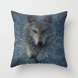 Wolf Splash Throw Pillow
