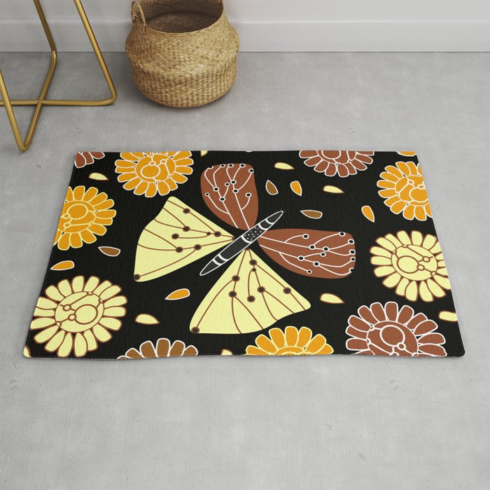 Butterfly and flowers Rug
