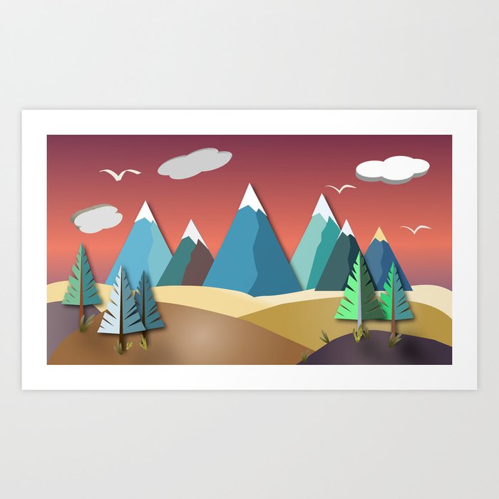 Mountain Landscape 2d Art Print By Roxygart