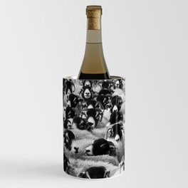 Funny Flock Of Sheep Black And White Pic  Wine Chiller