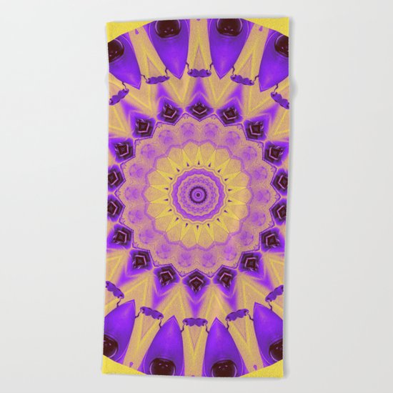 Bold Purple and Yellow Mandala Beach Towel