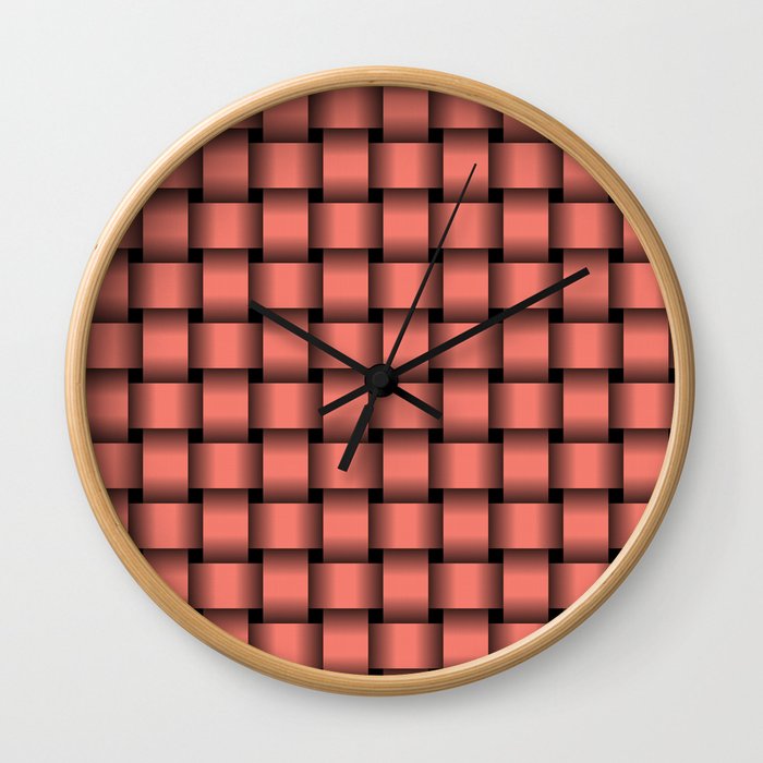 Salmon Pink Weave Wall Clock