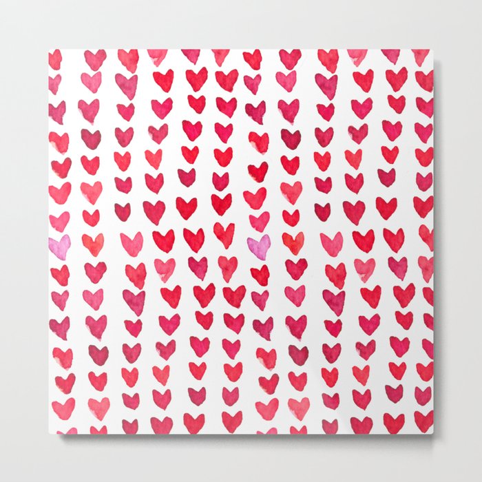Brush stroke hearts - red Metal Print