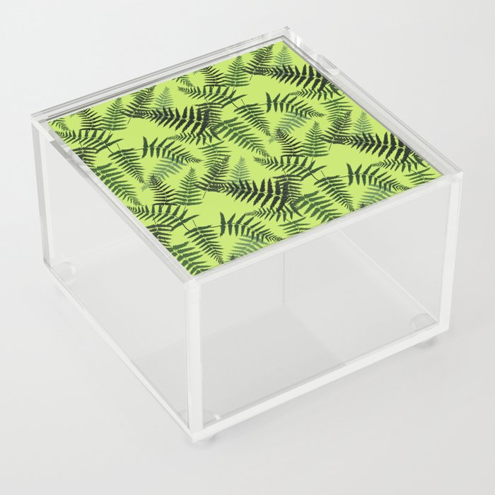 Fern Leaf Pattern on Light Green Background Acrylic Box
