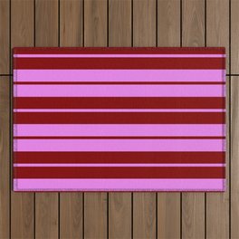 [ Thumbnail: Violet & Maroon Colored Stripes/Lines Pattern Outdoor Rug ]