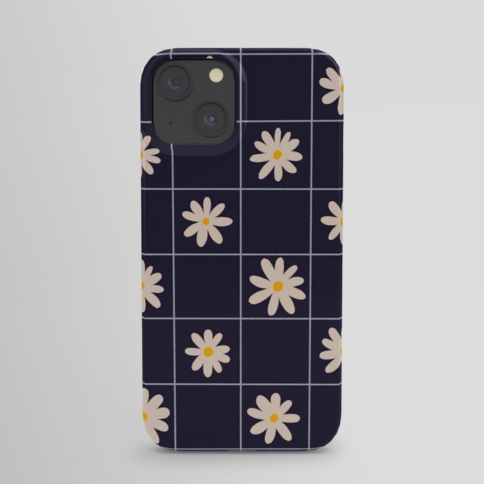 Garden Grid - Navy & White iPhone Case