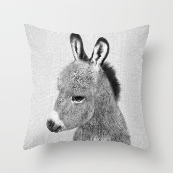 Donkey - Black & White Throw Pillow
