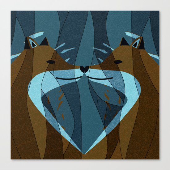 Gorgeous Foxes Kiss Design Canvas Print