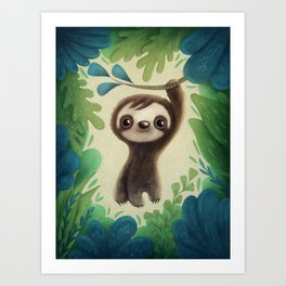 Illustration of a cute sloth Art Print