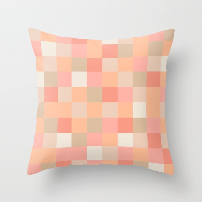 Peach Fuzz pastel retro checker Throw Pillow