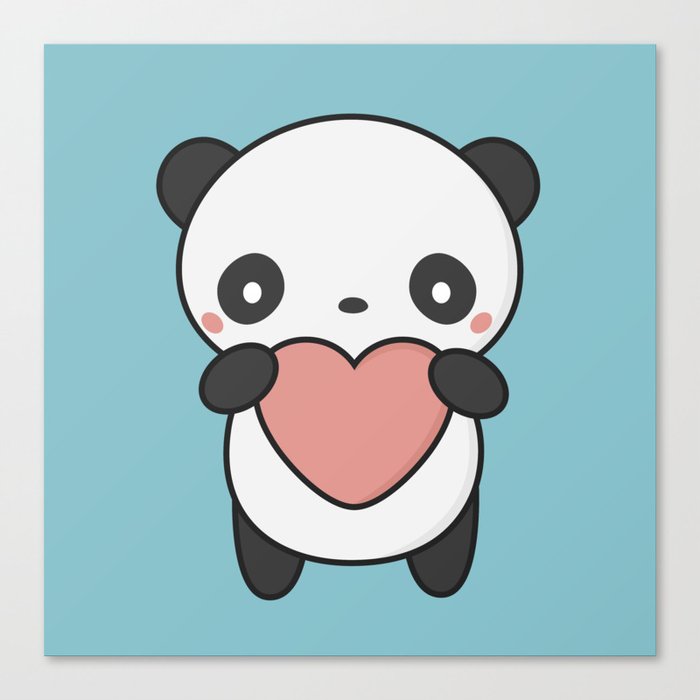 Kawaii Cute Panda With Heart Art Print