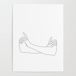 Folded arms line drawing illustration - Juno Poster