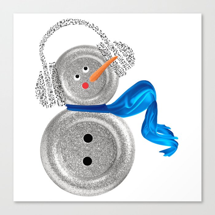 Button Snowman Holiday Song Canvas Print