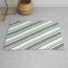 [ Thumbnail: Gray and Mint Cream Colored Lines/Stripes Pattern Rug ]