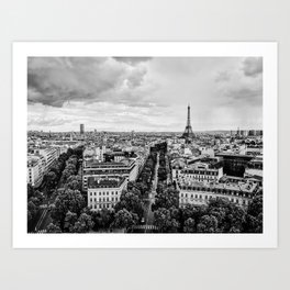 Black & White Paris Skyline Art Print