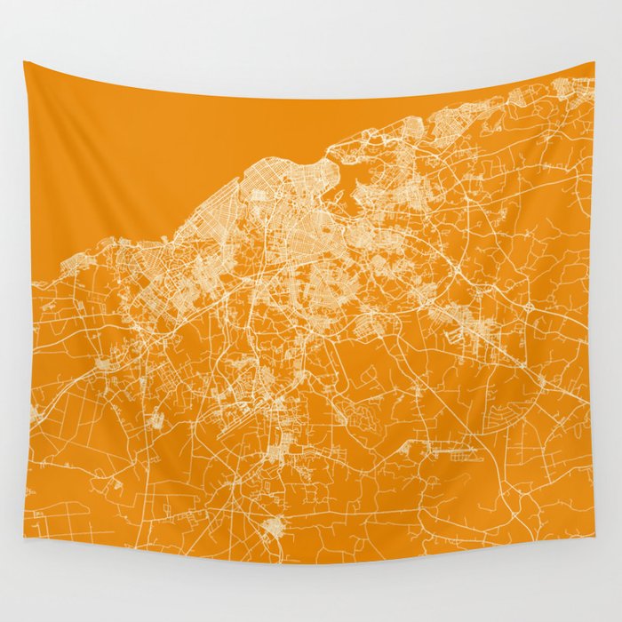 Cuba, Havana Map Design - Authentic City Map Wall Tapestry