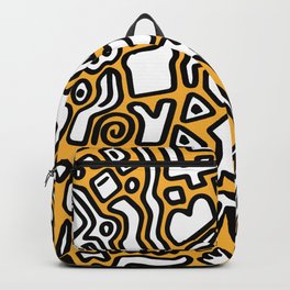 black doodle on orange Backpack | Vector, Fantasy, Comic, Curated, Draw, Graphicdesign, Black, Line, Doodle, Digital 