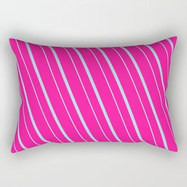 [ Thumbnail: Deep Pink & Light Blue Colored Stripes/Lines Pattern Rectangular Pillow ]