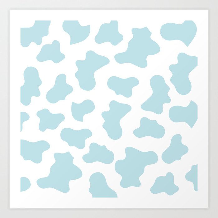 Baby Blue Cow Print Pattern Art Print by Kate and Company Society6