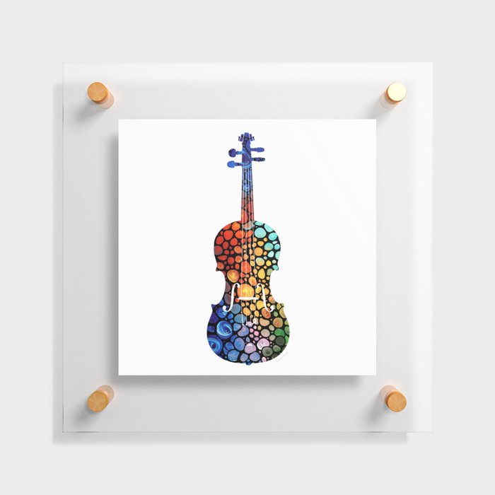 Colorful Mosaic Music Art - Violin by Sharon Cummings Floating Acrylic Print