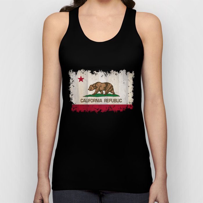 California Republic state flag - distressed edges on spruce planks Tank Top