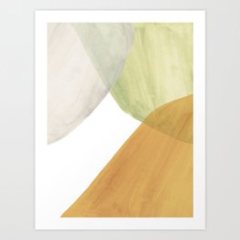 Terracotta and green tone abstract shapes Art Print