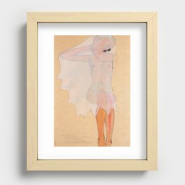 "Seated Female Nude Ghost" / Egon Schiele Recessed Framed Print