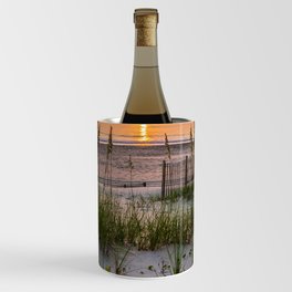 Beach Sunrise Ocean Waves Outer Banks North Carolina Grass Print Wine Chiller