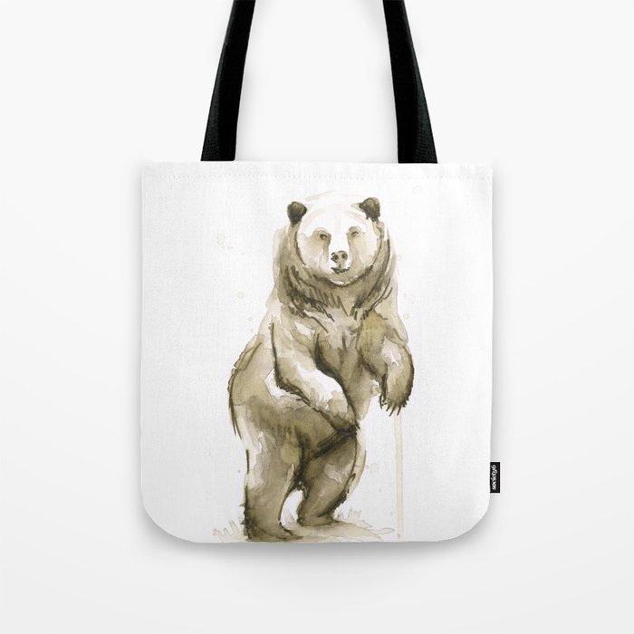 Bear Watercolor Animal Tote Bag