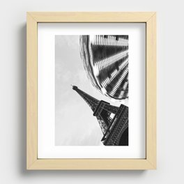 Merry-go-round and Eiffel Tower | Paris Photography in Black and White Recessed Framed Print