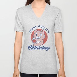 Caturday V Neck T Shirt