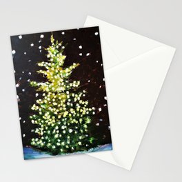  Enlightened Christmas Tree At Night New Year Holiday Home Decor Wall Art Stationery Card