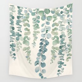 Watercolor Eucalyptus Leaves Wall Tapestry