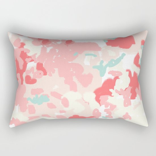 Kelsie - cute abstract minimal pink blush painterly dorm college office trendy decor Rectangular Pillow