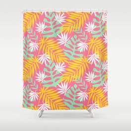 Tropical Palms - Pink Shower Curtain